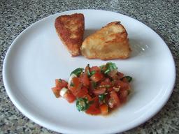 Fried Camembert with Spicy Tomato Salsa